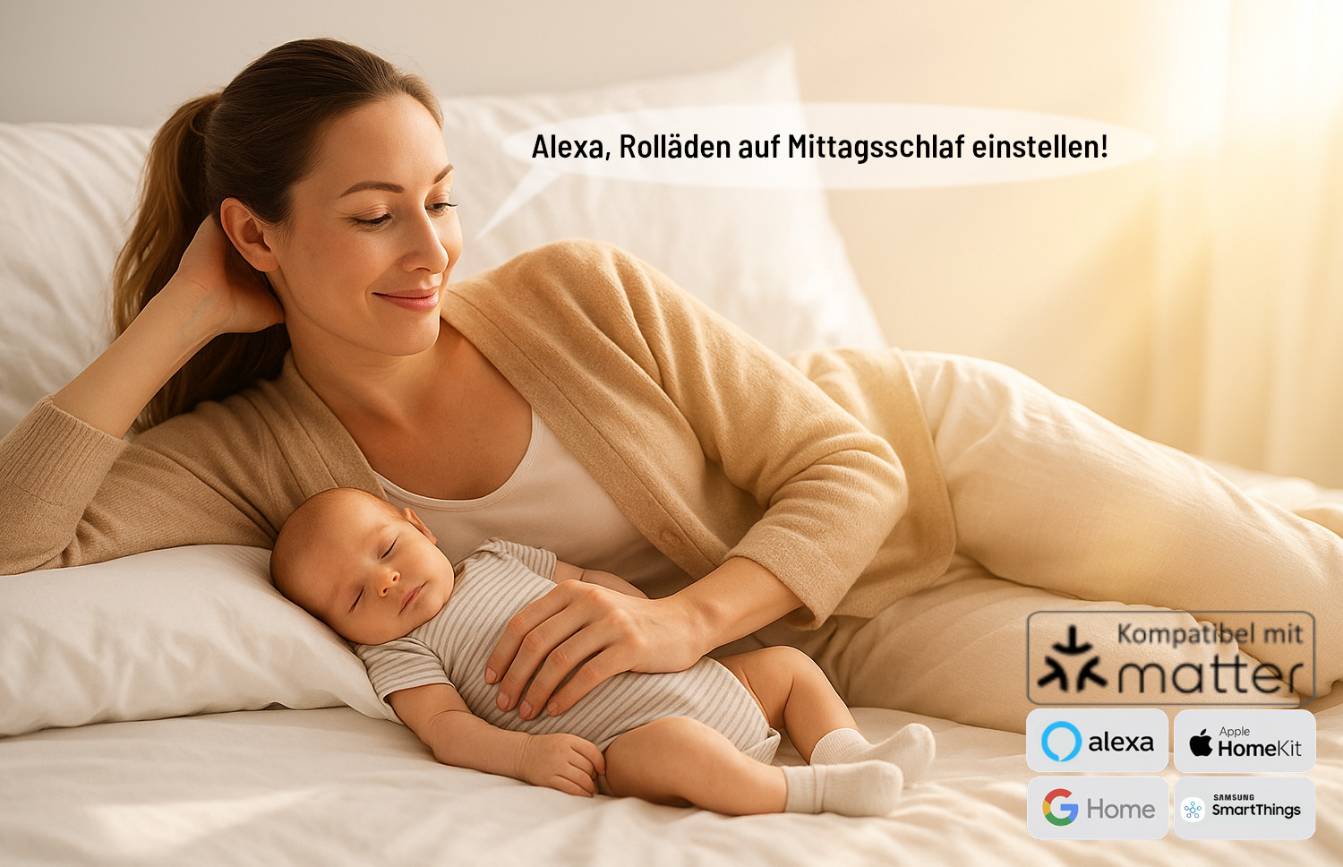 Smarter Komfort im Alltag Smarter Komfort: Sprachbefehl für Rollläden – ruhiger Mittagsschlaf dank Matter, Alexa, Google Assistant und Apple Siri