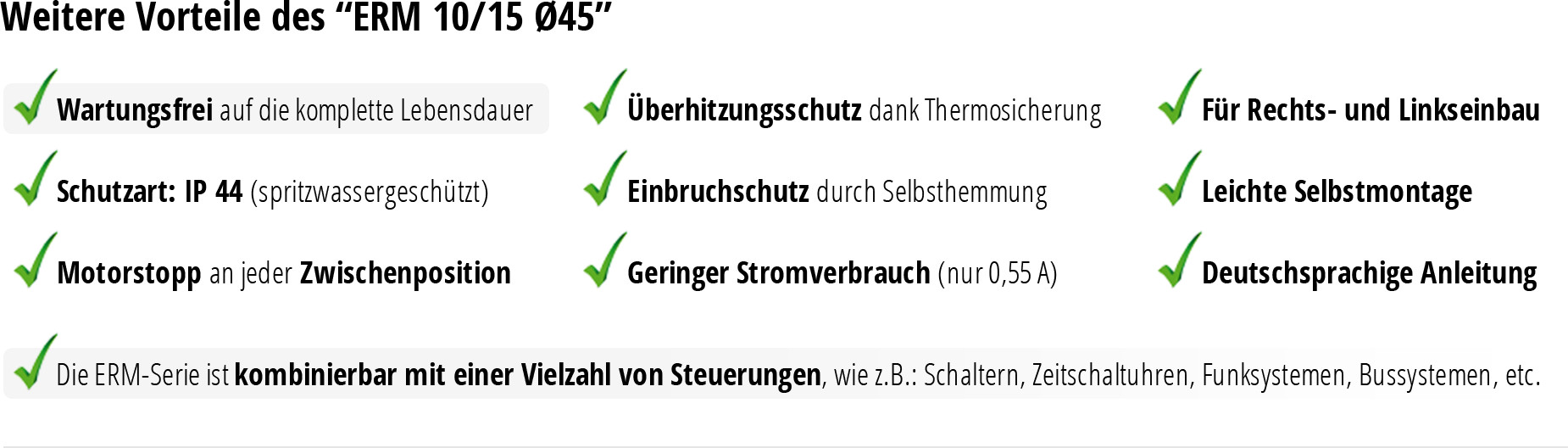 Weitere Vorteile der ERM-Serie